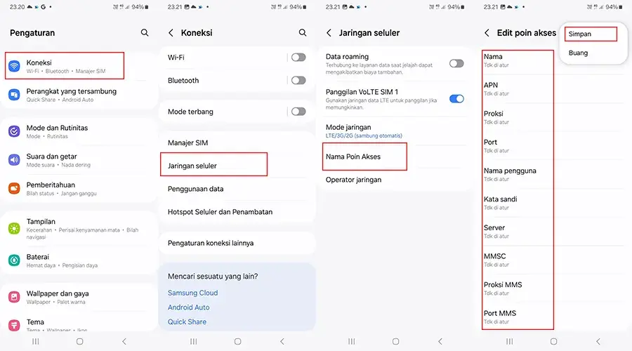 Cara Setting APN di Android